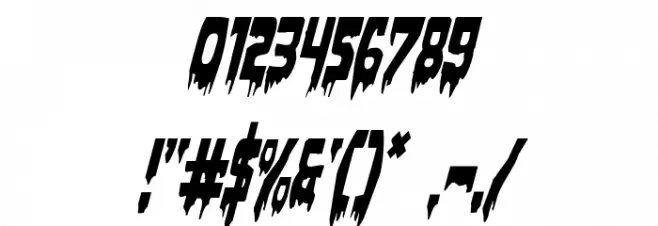 Bloodlust Condensed Italic Font OTHER CHARS