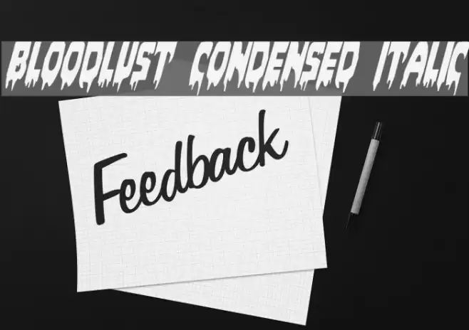 Bloodlust Condensed Italic Font examples