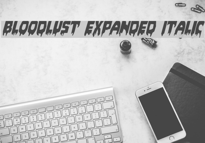Bloodlust Expanded Italic Font examples