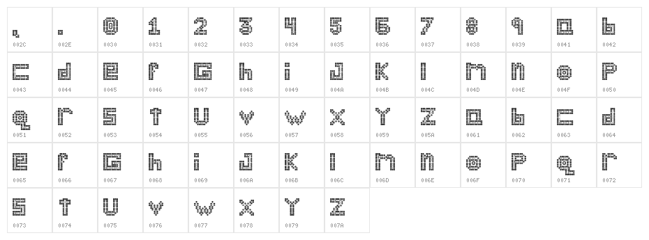 Bloodshot 1.1 Regular Character Map