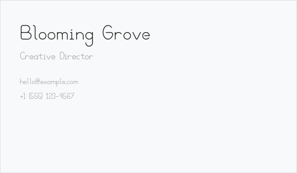 Blooming Grove Business Card