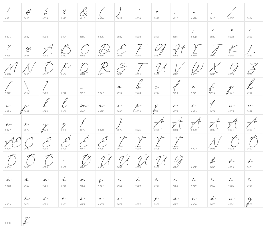 BloomingHeart-Regular Character Map