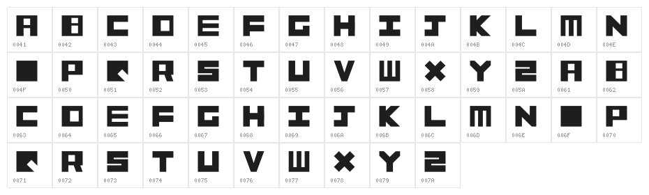 Bloque Character Map