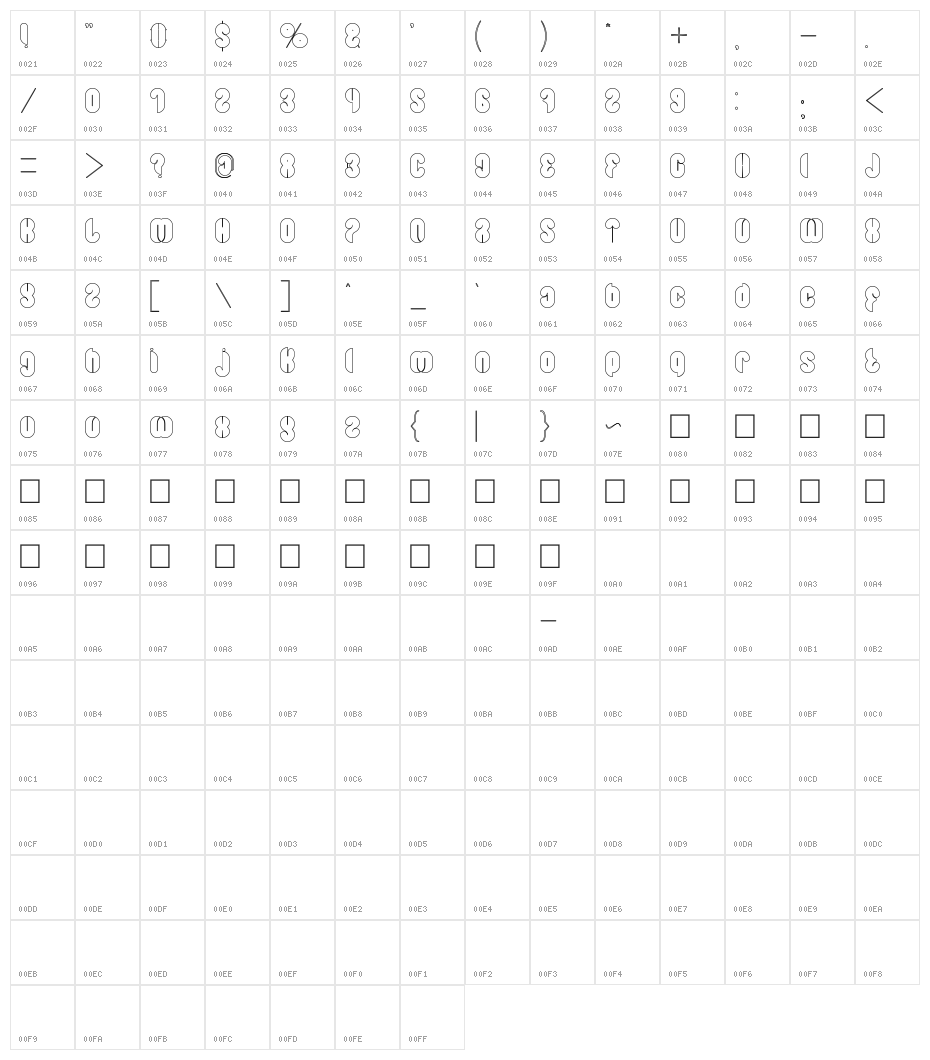 Blowing Bubble_outline Character Map