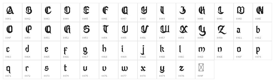 Blowiz Character Map