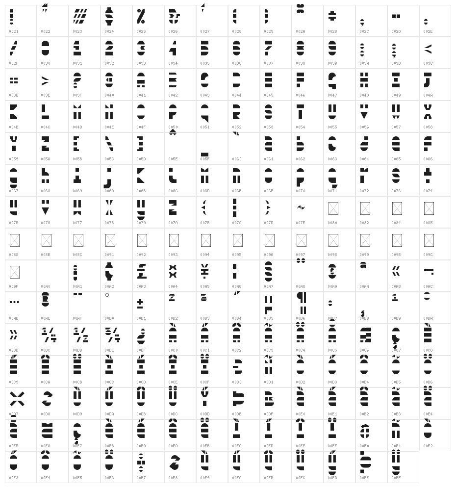Blown Out Regular Character Map