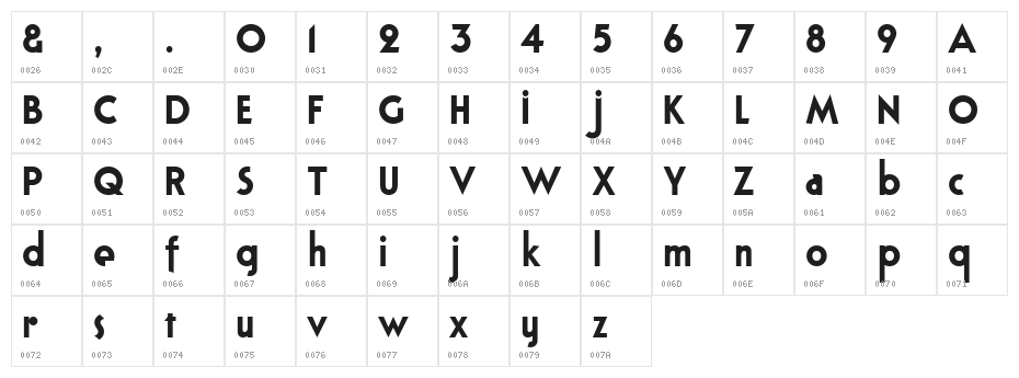 Bloxhall Sample Character Map