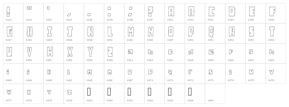 Bloxxer Binnus Regular Character Map