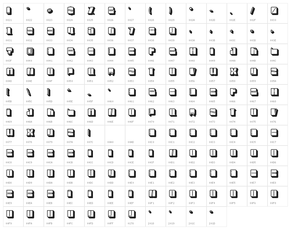 Bloxy Shadow Character Map