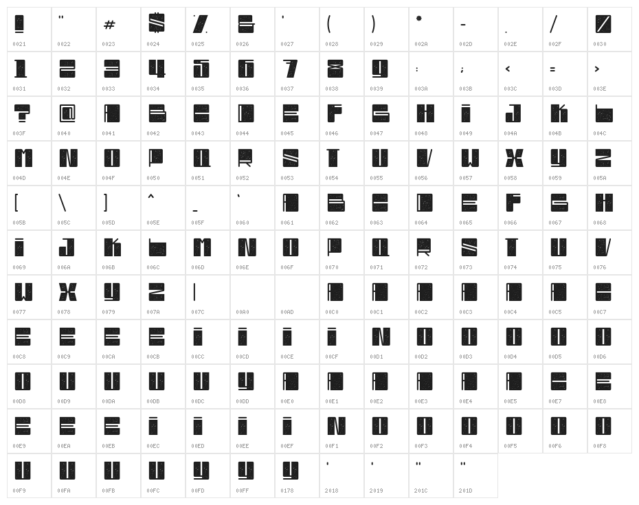 Bloxy Stamped Character Map