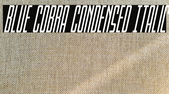 Blue Cobra Condensed Italic Example 1