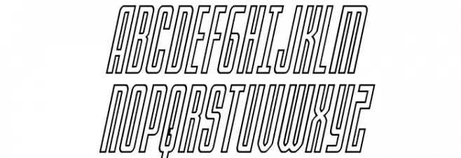 Blue Cobra Outline Italic फ़ॉन्ट अपरकेस