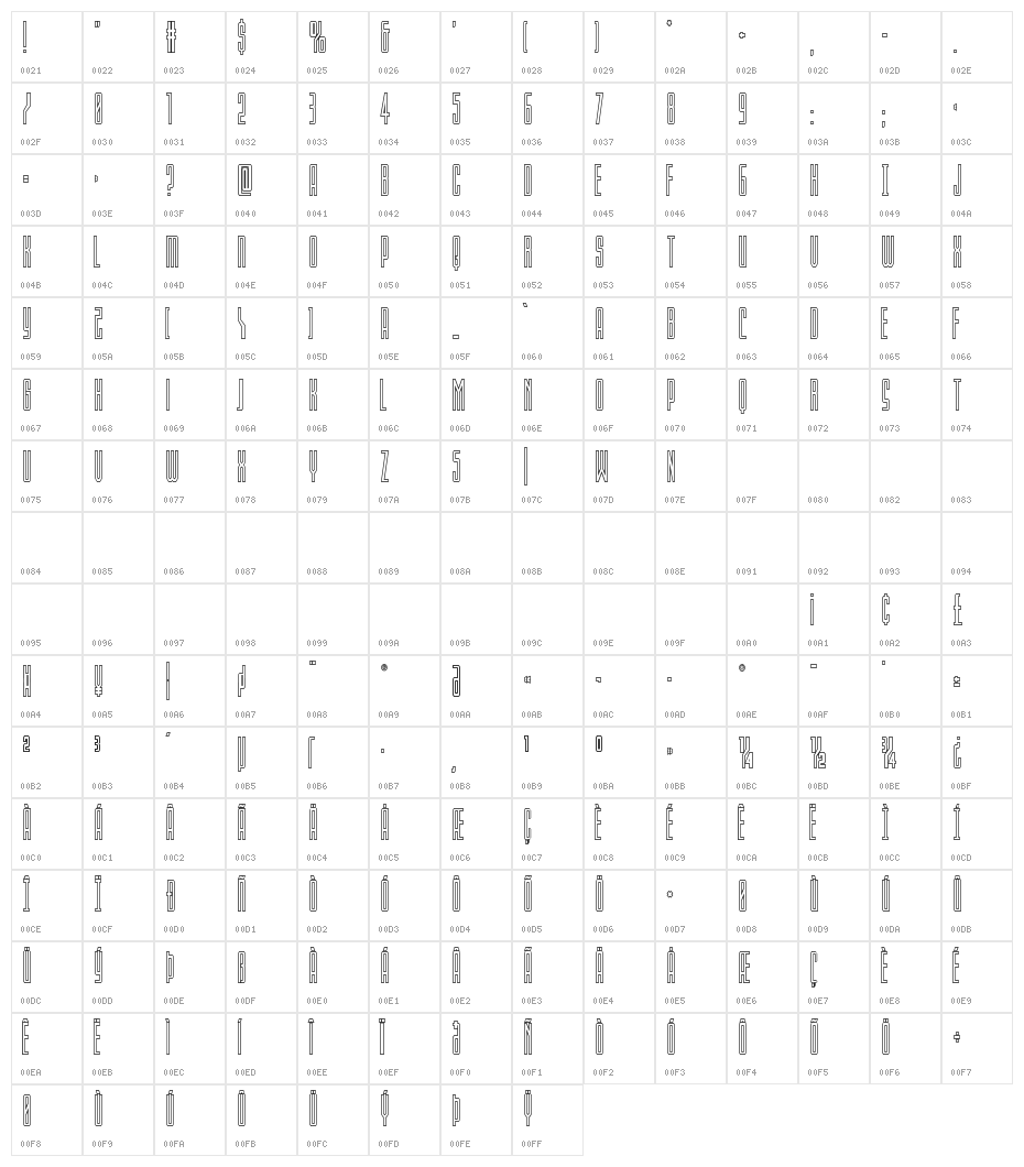 Blue Cobra Outline Character Map