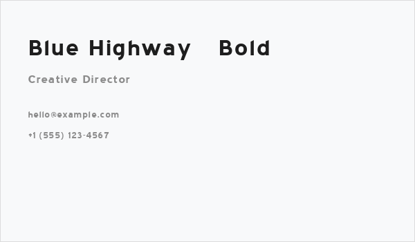 Blue Highway   Bold Business Card