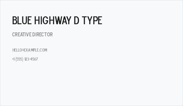 Blue Highway D Type Business Card
