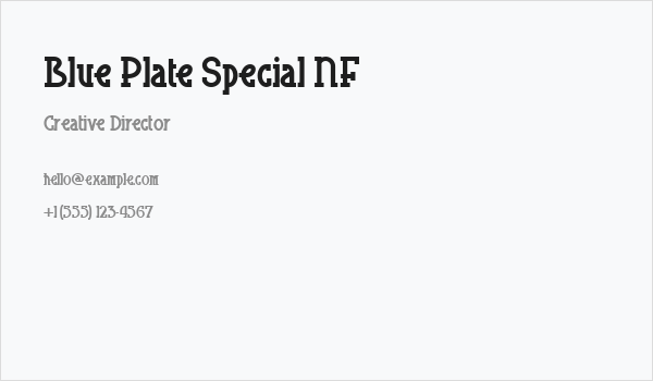 Blue Plate Special NF Business Card