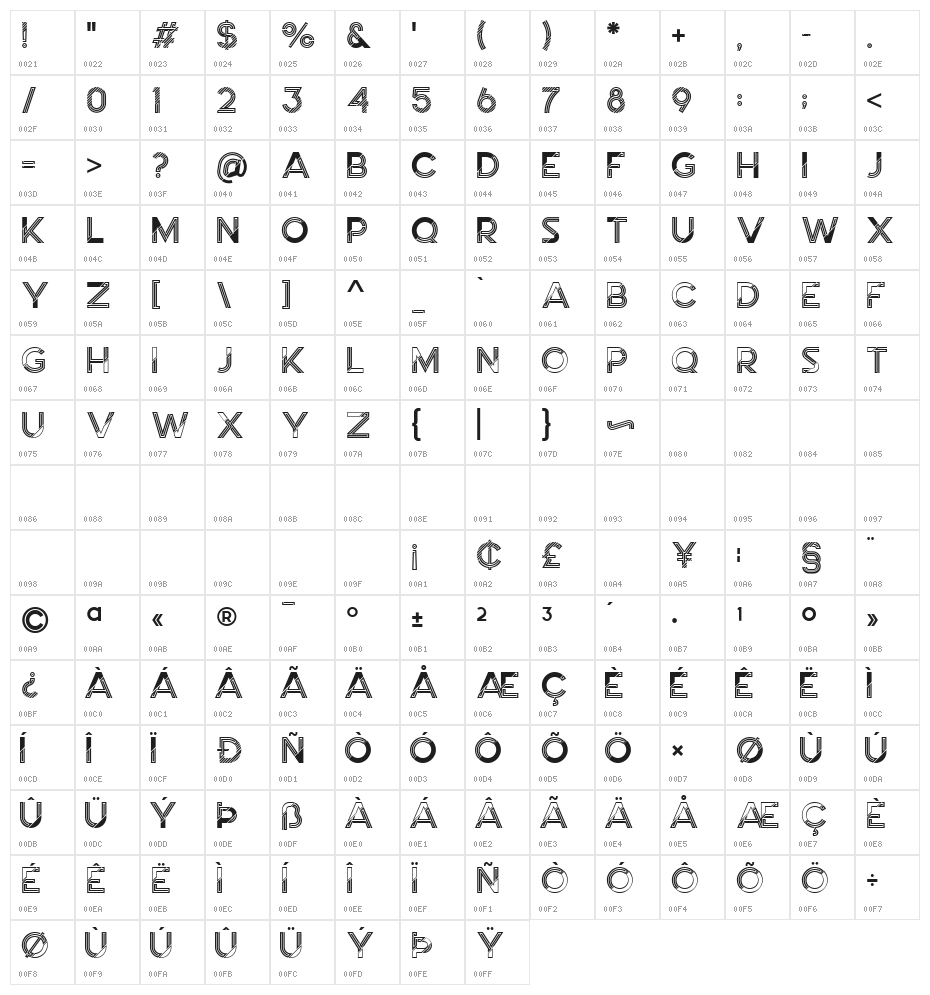 Blue Venom Regular Character Map