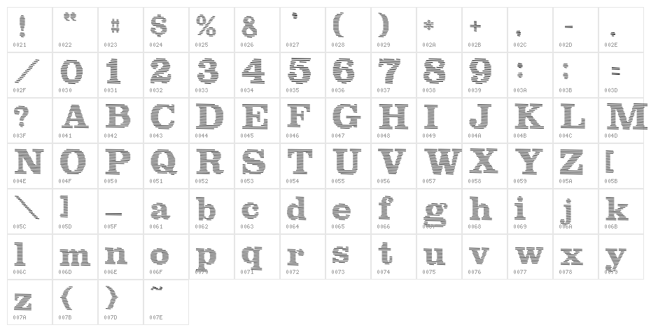 Blue lines Character Map