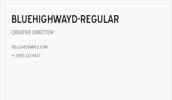 BlueHighwayD-Regular Business Card