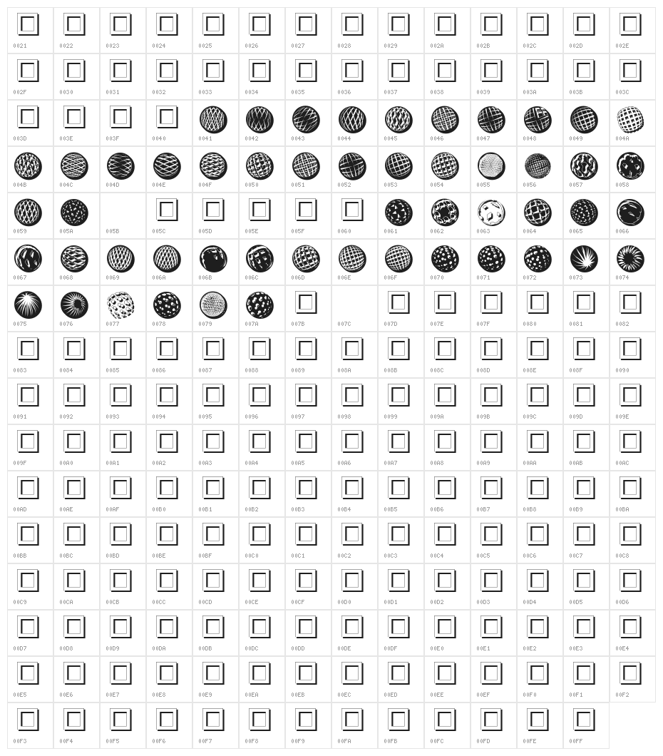 BlueMoonsInverse Character Map