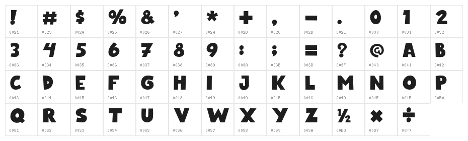 BlueNight Regular Character Map