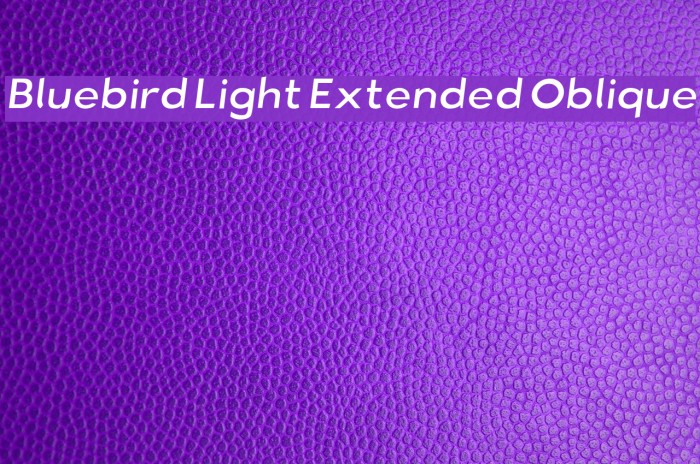 Bluebird Light Extended Oblique Font examples