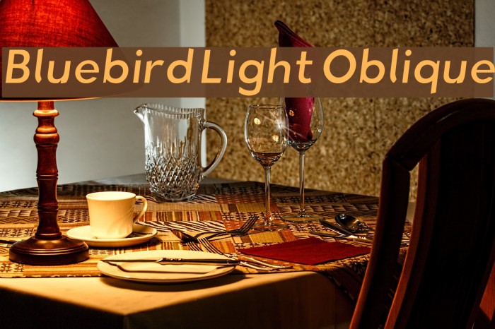 Bluebird Light Oblique Font examples