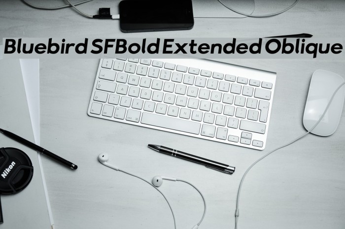 Bluebird SFBold Extended Oblique Font examples