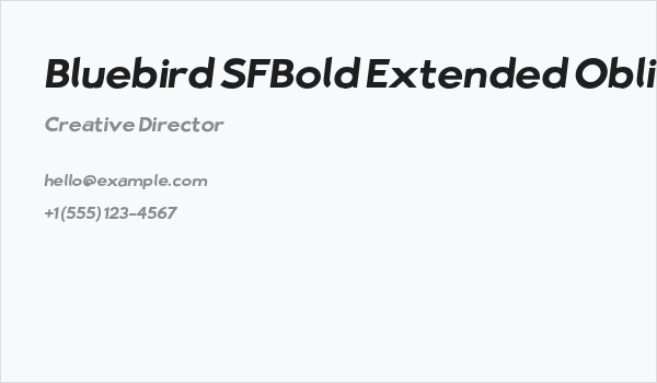 Bluebird SFBold Extended Oblique Business Card