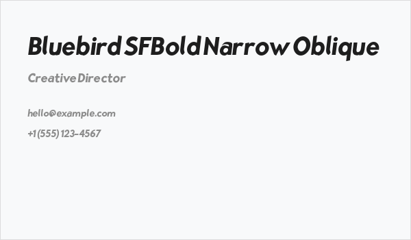 Bluebird SFBold Narrow Oblique Business Card