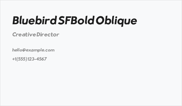 Bluebird SFBold Oblique Business Card