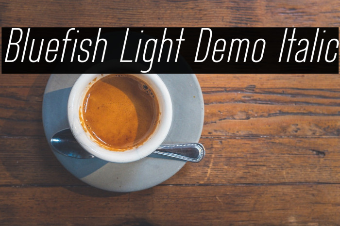 Bluefish Light Demo Italic Font examples
