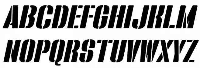 Bluefish STENCIL DEMO Italic Fuentes MAYÚSCULAS