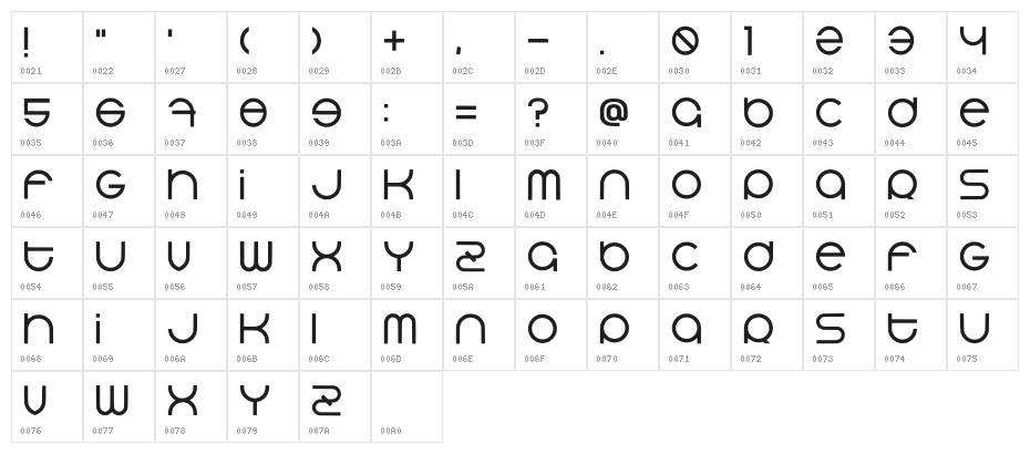 Bluerabbit Regular Character Map
