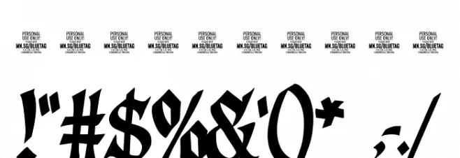 Bluetag PERSONAL USE Regular Font OTHER CHARS
