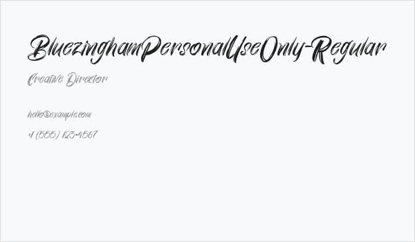 BluezinghamPersonalUseOnly-Regular Business Card