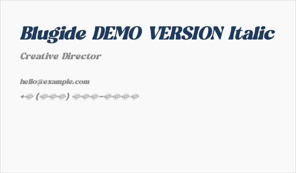 Blugide DEMO VERSION Italic Business Card