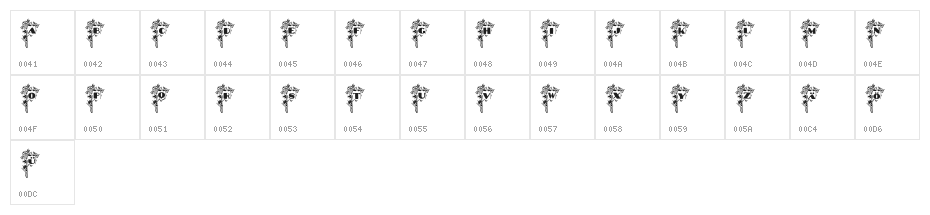 Blumenstrauss Caps Character Map