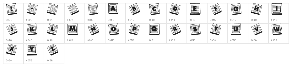 Blu's Blocks Character Map