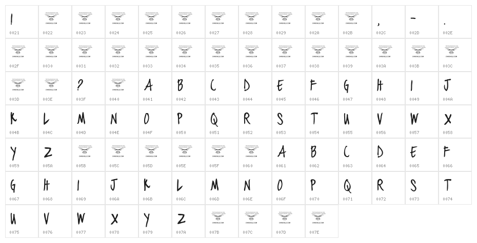 black jacket boys Regular Character Map