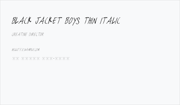 black jacket boys Thin Italic Business Card