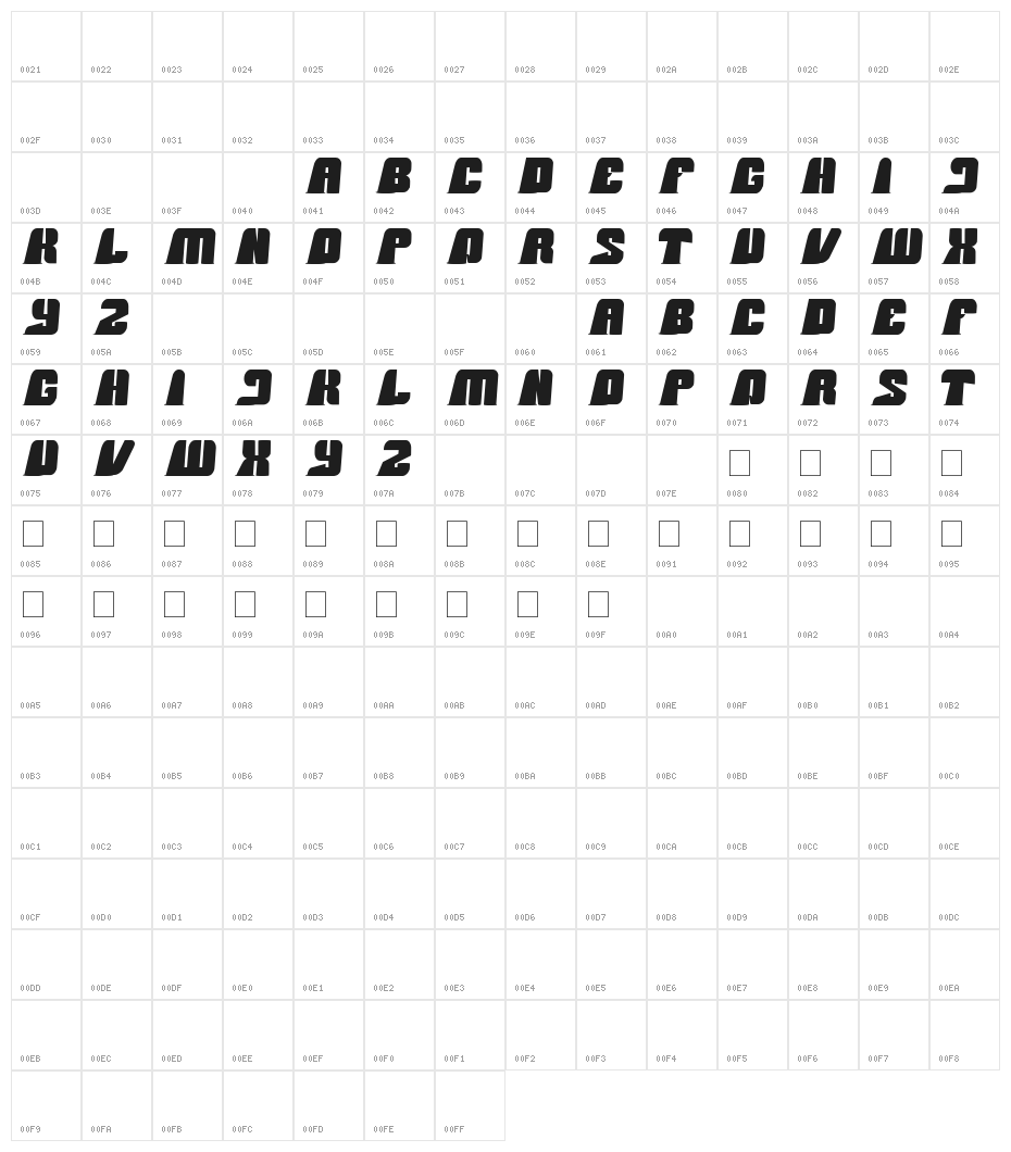 black mamba Character Map