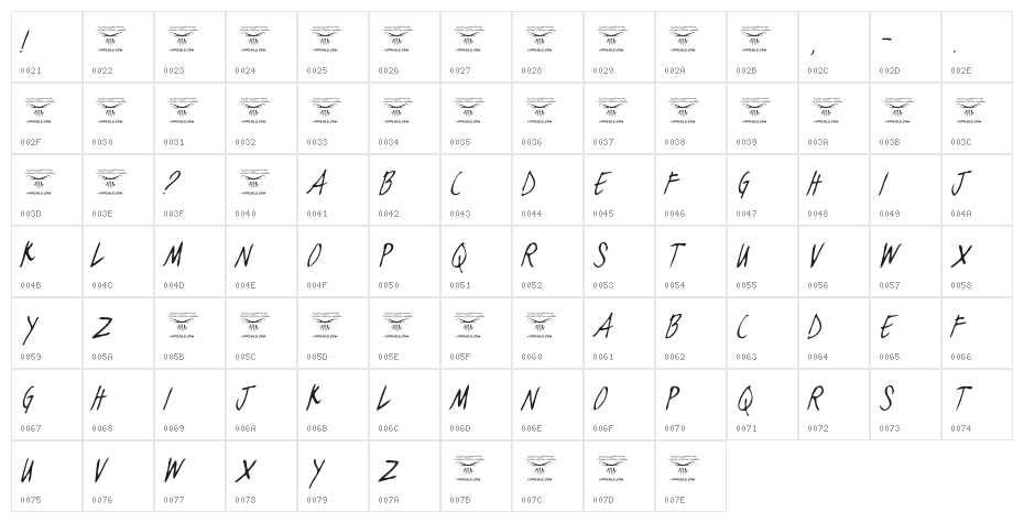 blackjacketboys-ThinItalic Character Map