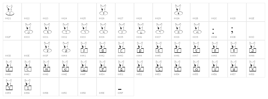blair Font Character Map