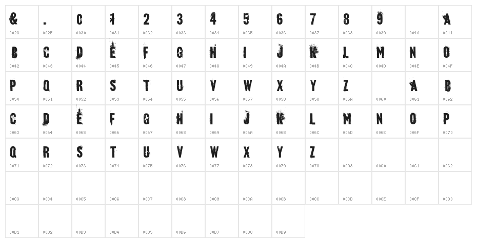blueBaby Character Map