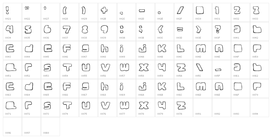 BM Spaceboy Character Map