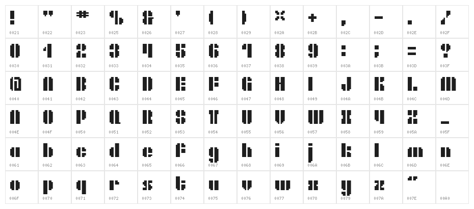 BM cafe A14 Character Map
