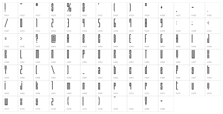 BM cinema A16 Character Map