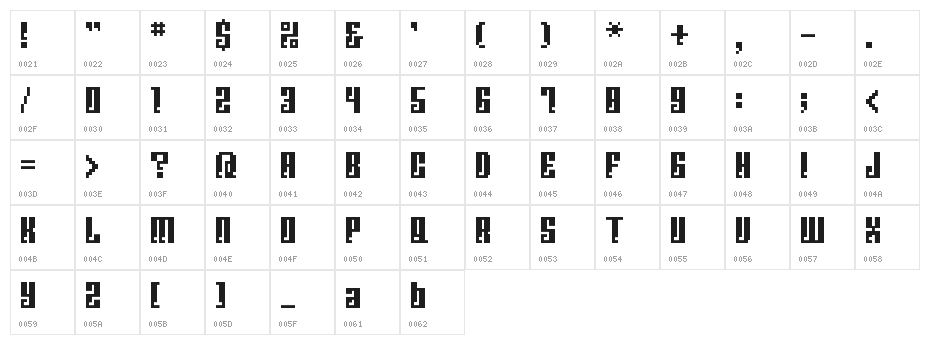 BM corrode A13 Character Map