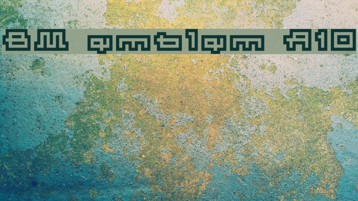 BM emblem A10 Font examples